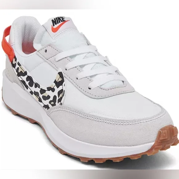 Nike Waffle Debut White Team Orange Leopard Sneakers Size 6.5 Like New - Picture 1 of 9